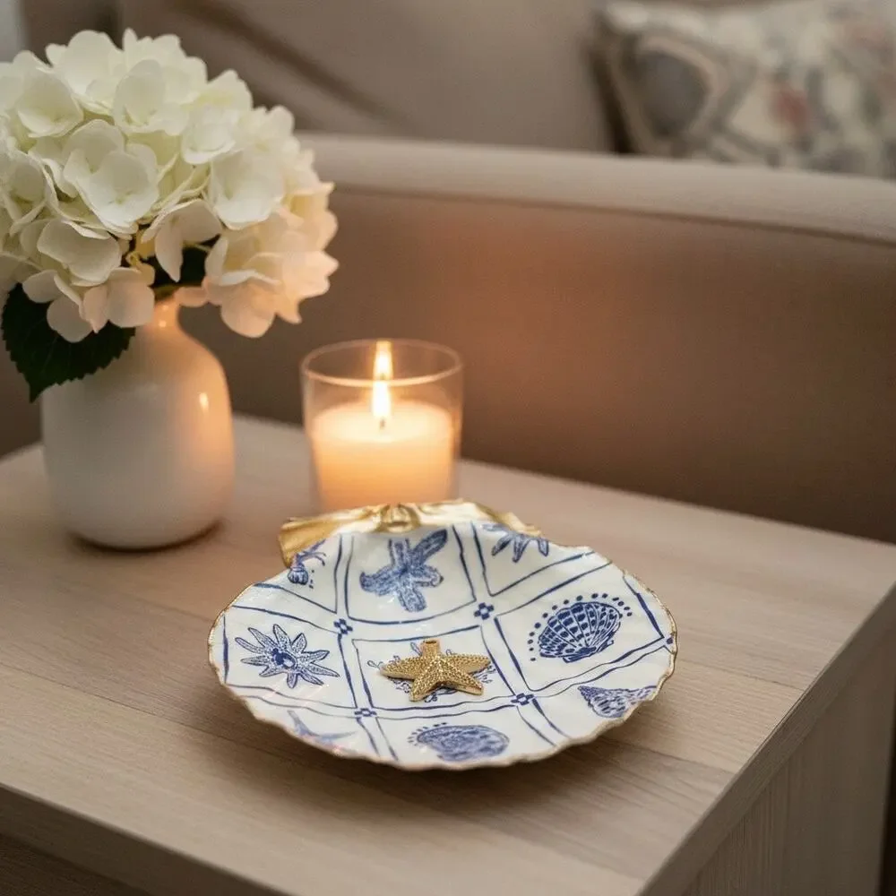 Sea Life Tile Ring and Jewelry Dish / Modern Coastal Decor